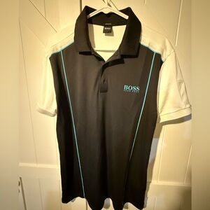 Hugo Boss Black Polo Men’s Large with White and Blue Details